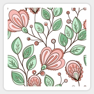 Spring Pattern with Vintage Floral Motifs Sticker